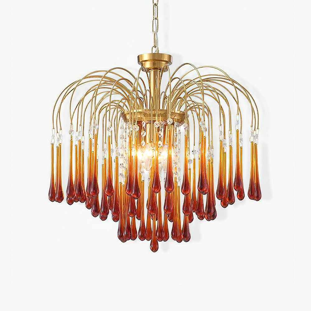 Elegant Crystal Glass Gasolier Chandelier in Brass Finish for Dining Room Lighting