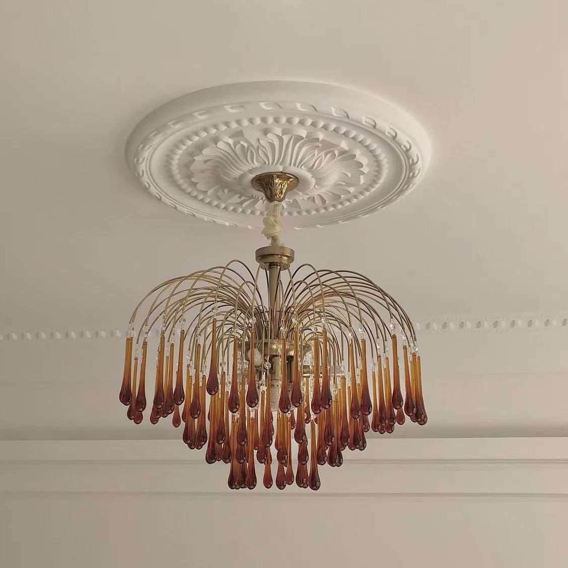 Elegant Crystal Glass Gasolier Chandelier in Brass Finish for Dining Room Lighting