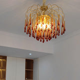 Elegant Crystal Glass Gasolier Chandelier in Brass Finish for Dining Room Lighting