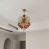 Elegant Crystal Glass Gasolier Chandelier in Brass Finish for Dining Room Lighting