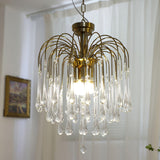 Elegant Crystal Glass Gasolier Chandelier in Brass Finish for Dining Room Lighting