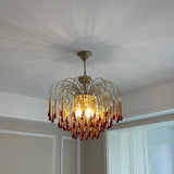 Elegant Crystal Glass Gasolier Chandelier in Brass Finish for Dining Room Lighting