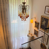 Elegant Crystal Glass Gasolier Chandelier in Brass Finish for Dining Room Lighting