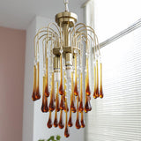 Elegant Crystal Glass Gasolier Chandelier in Brass Finish for Dining Room Lighting