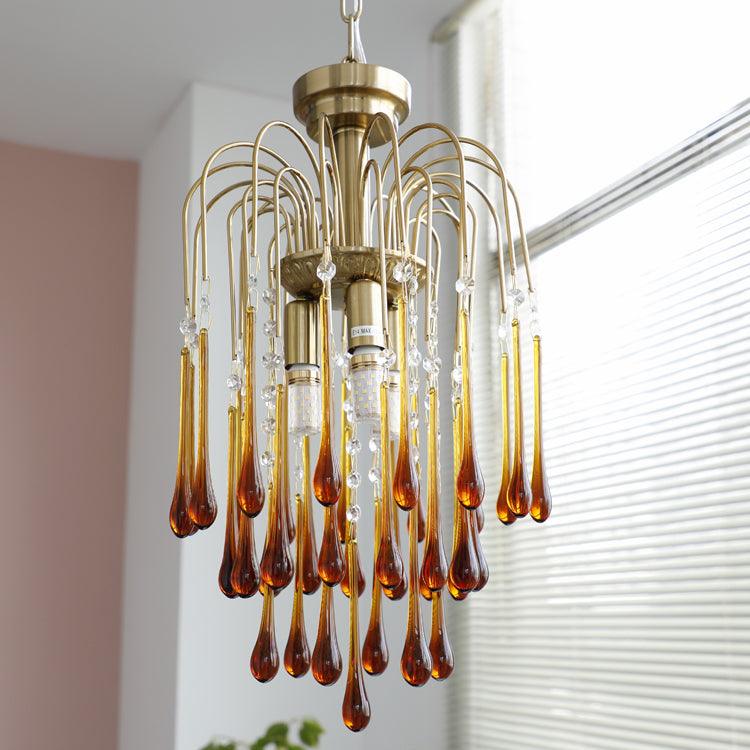 Elegant Crystal Glass Gasolier Chandelier in Brass Finish for Dining Room Lighting