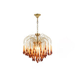 Elegant Crystal Glass Gasolier Chandelier in Brass Finish for Dining Room Lighting