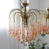 Elegant Crystal Glass Gasolier Chandelier in Brass Finish for Dining Room Lighting