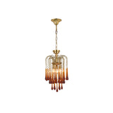 Elegant Crystal Glass Gasolier Chandelier in Brass Finish for Dining Room Lighting