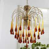 Elegant Crystal Glass Gasolier Chandelier in Brass Finish for Dining Room Lighting