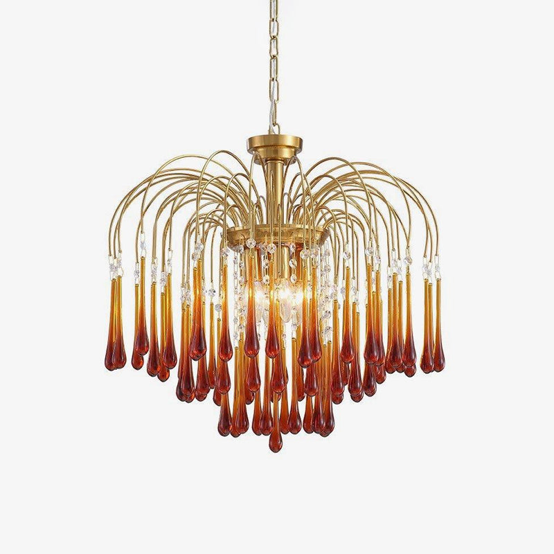 Elegant Crystal Glass Gasolier Chandelier in Brass Finish for Dining Room Lighting