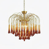 Elegant Crystal Glass Gasolier Chandelier in Brass Finish for Dining Room Lighting