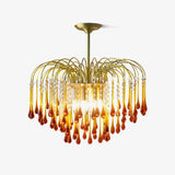Elegant Crystal Glass Gasolier Chandelier in Brass Finish for Dining Room Lighting