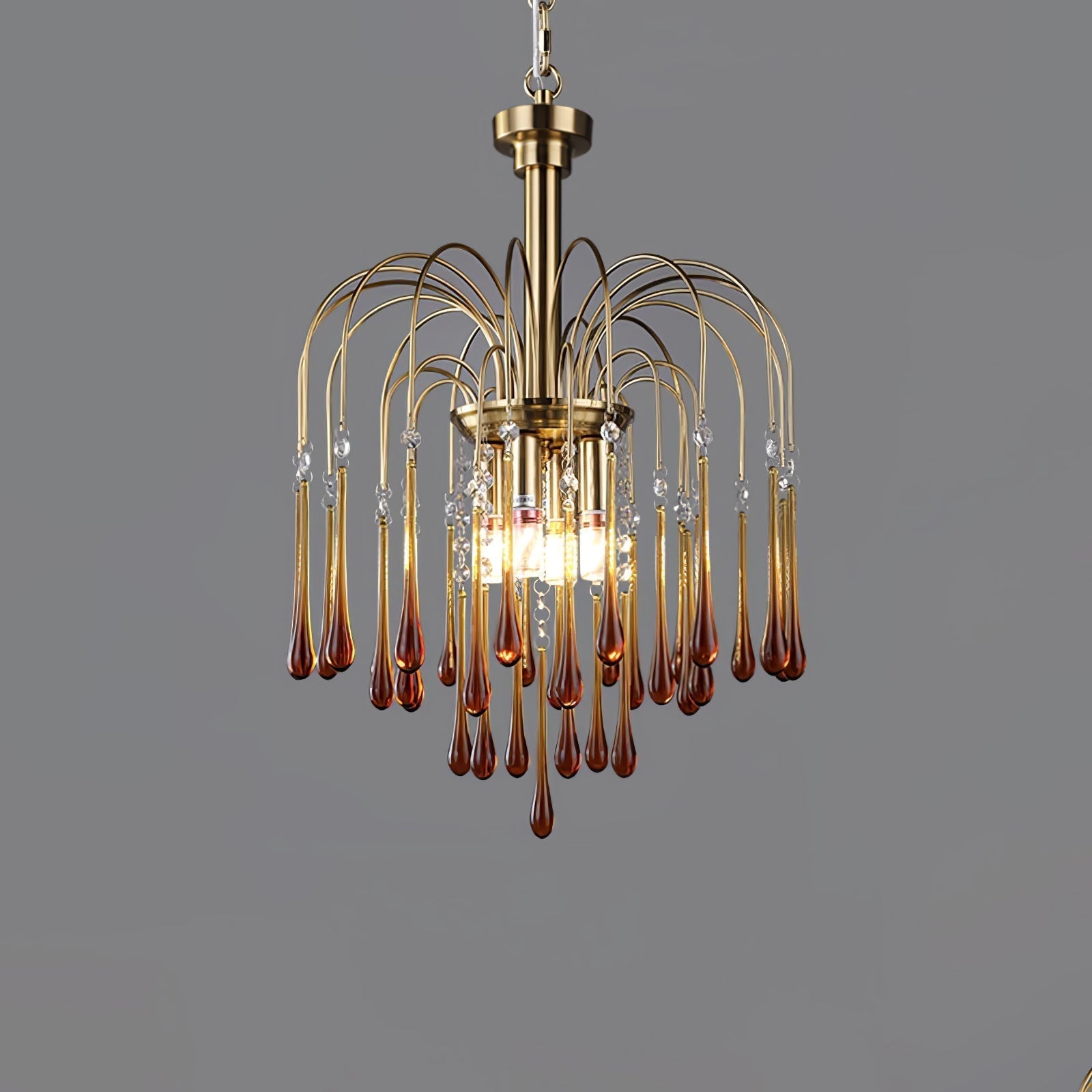 Elegant Crystal Glass Gasolier Chandelier in Brass Finish for Dining Room Lighting