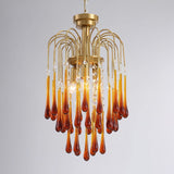 Elegant Crystal Glass Gasolier Chandelier in Brass Finish for Dining Room Lighting