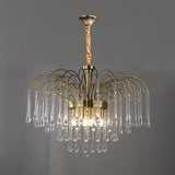 Elegant Crystal Glass Gasolier Chandelier in Brass Finish for Dining Room Lighting