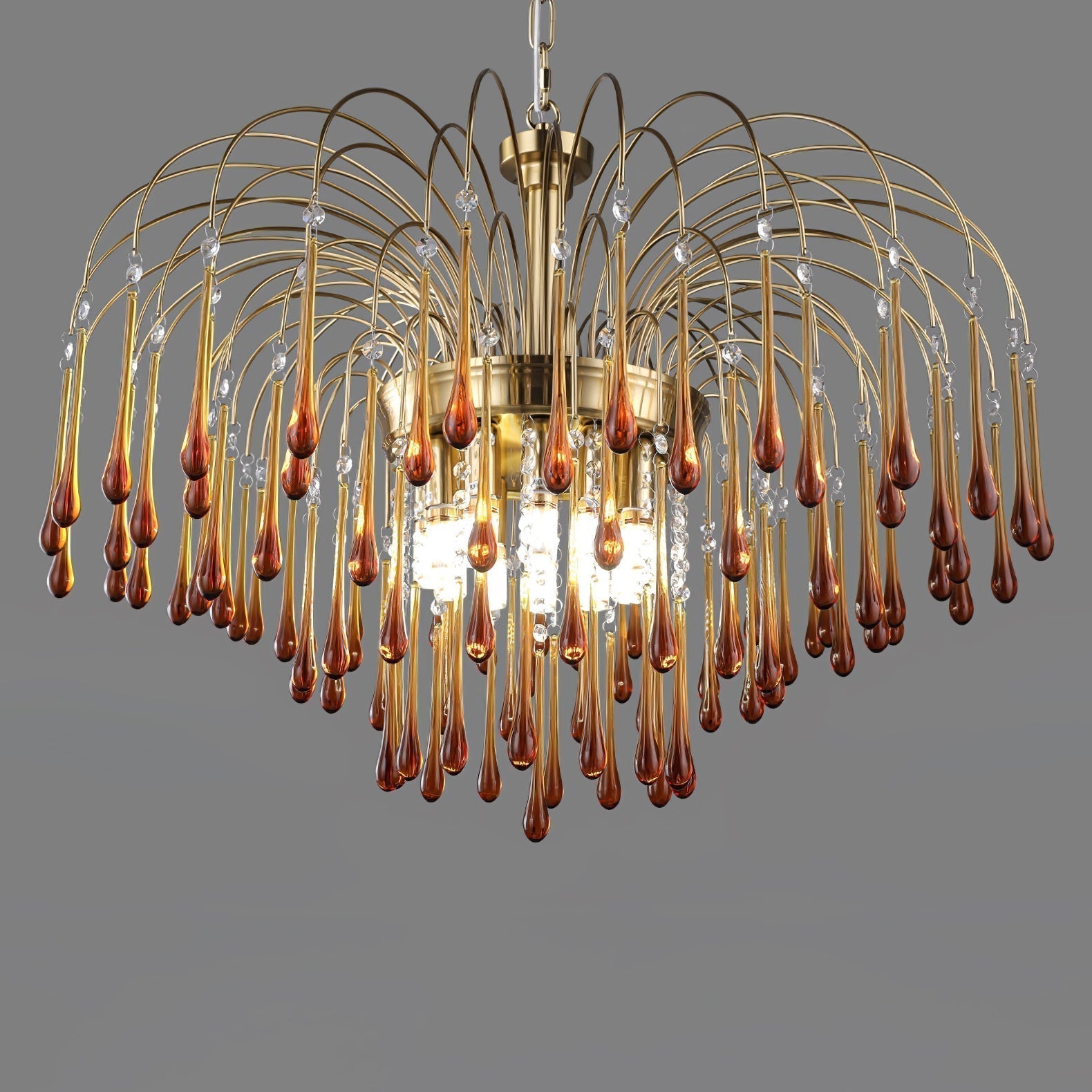 Elegant Crystal Glass Gasolier Chandelier in Brass Finish for Dining Room Lighting
