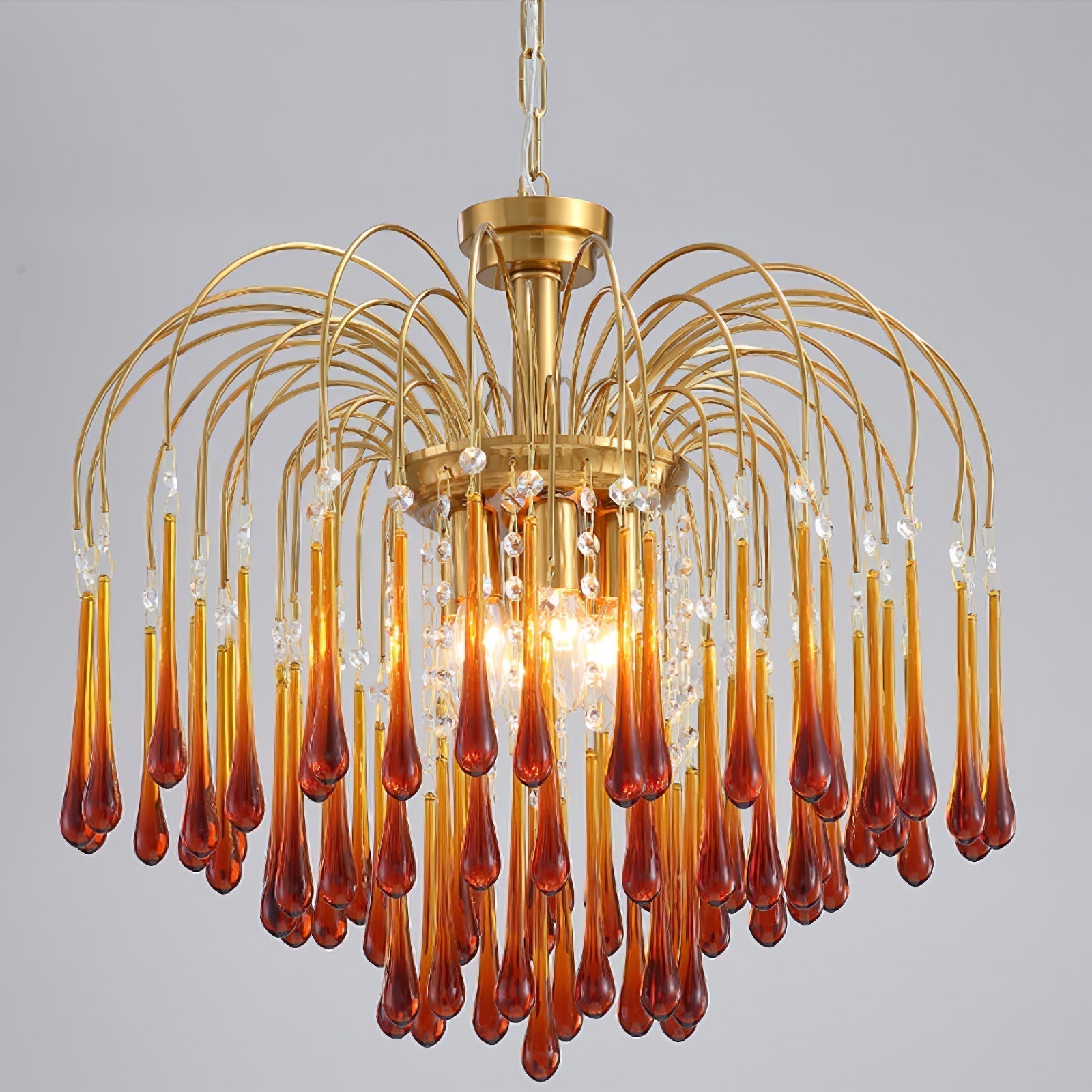 Elegant Crystal Glass Gasolier Chandelier in Brass Finish for Dining Room Lighting