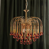 Elegant Crystal Glass Gasolier Chandelier in Brass Finish for Dining Room Lighting