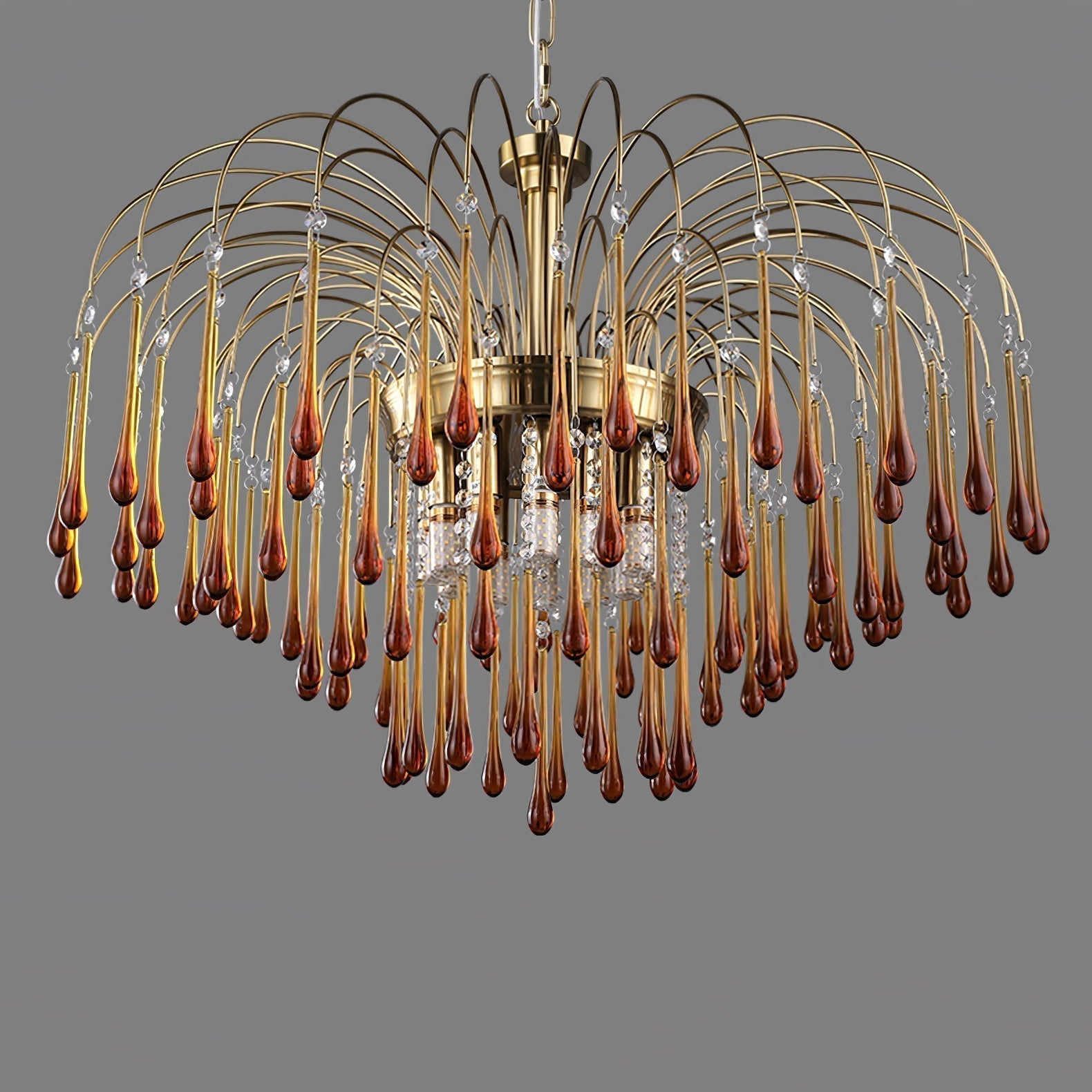 Elegant Crystal Glass Gasolier Chandelier in Brass Finish for Dining Room Lighting