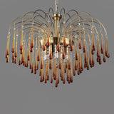 Elegant Crystal Glass Gasolier Chandelier in Brass Finish for Dining Room Lighting