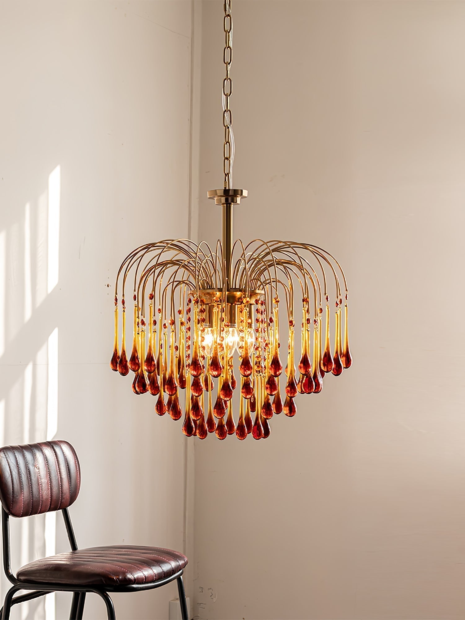 Elegant Crystal Glass Gasolier Chandelier in Brass Finish for Dining Room Lighting