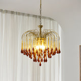 Elegant Crystal Glass Gasolier Chandelier in Brass Finish for Dining Room Lighting