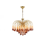 Elegant Crystal Glass Gasolier Chandelier in Brass Finish for Dining Room Lighting