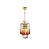 Elegant Crystal Glass Gasolier Chandelier in Brass Finish for Dining Room Lighting