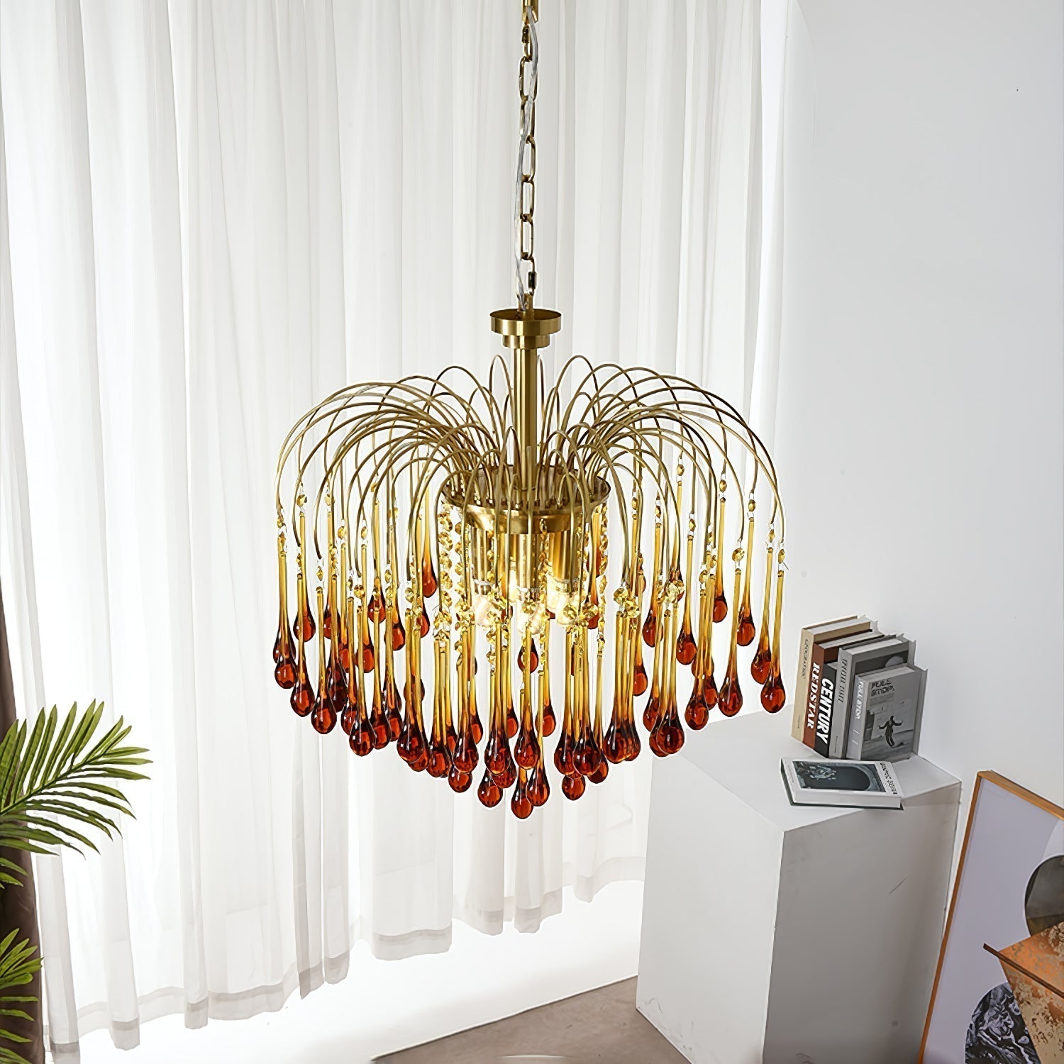 Elegant Crystal Glass Gasolier Chandelier in Brass Finish for Dining Room Lighting