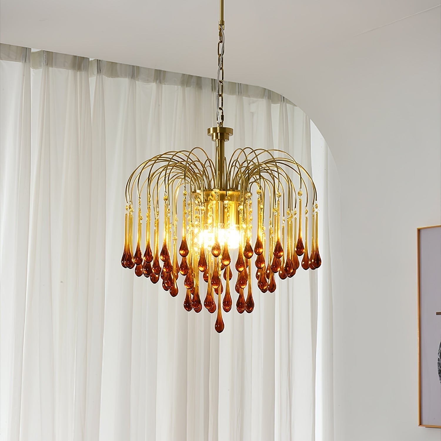 Elegant Crystal Glass Gasolier Chandelier in Brass Finish for Dining Room Lighting