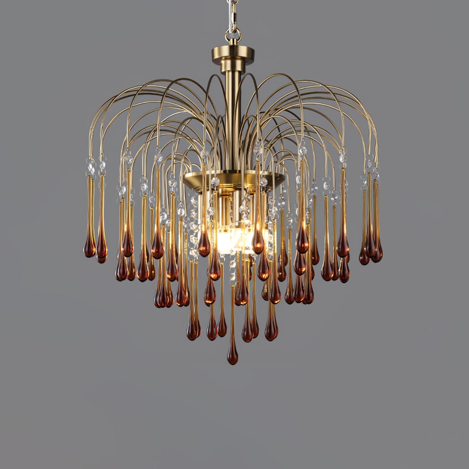 Elegant Crystal Glass Gasolier Chandelier in Brass Finish for Dining Room Lighting