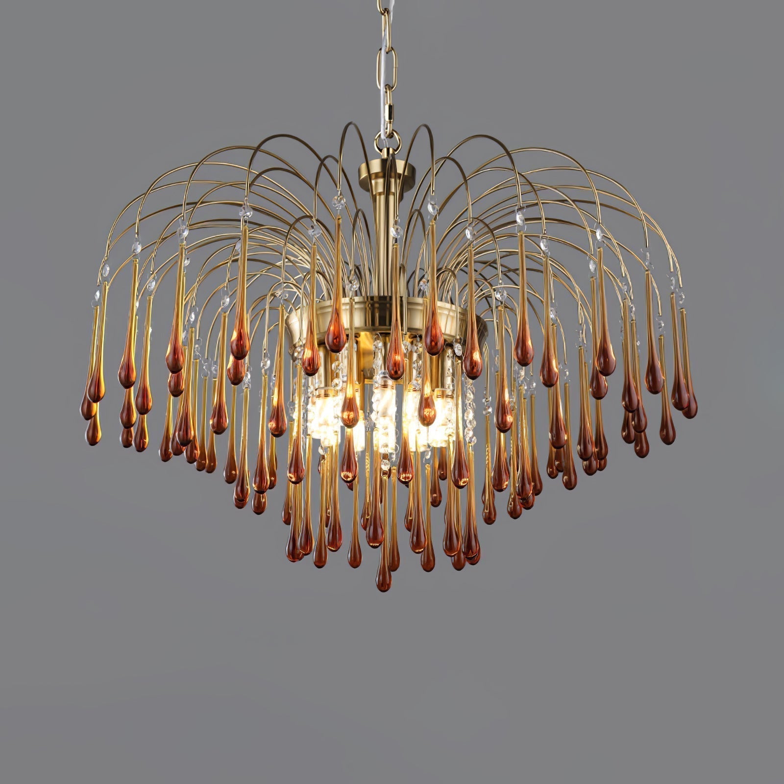 Elegant Crystal Glass Gasolier Chandelier in Brass Finish for Dining Room Lighting