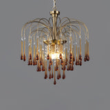 Elegant Crystal Glass Gasolier Chandelier in Brass Finish for Dining Room Lighting