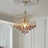 Elegant Crystal Glass Gasolier Chandelier in Brass Finish for Dining Room Lighting