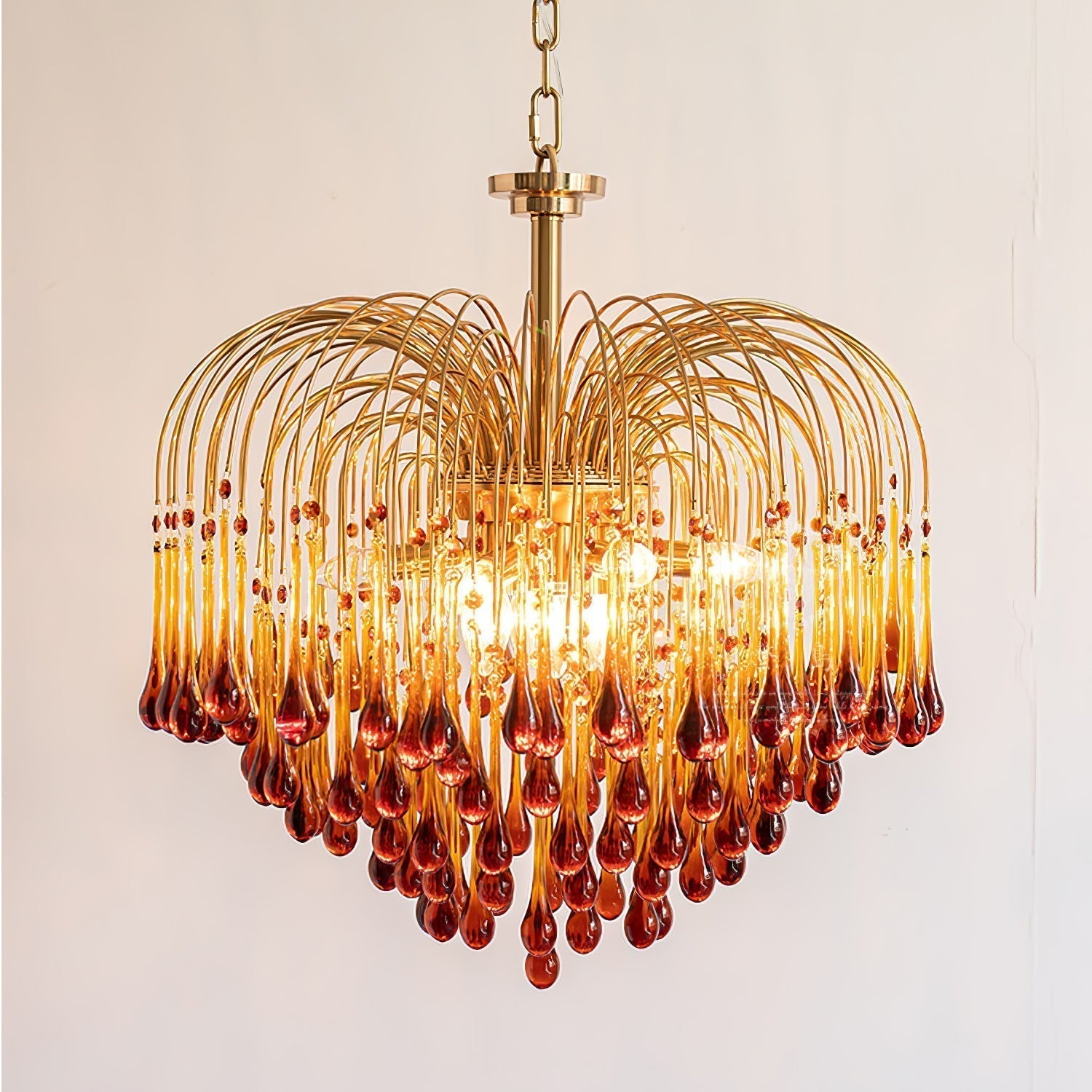 Elegant Crystal Glass Gasolier Chandelier in Brass Finish for Dining Room Lighting