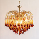 Elegant Crystal Glass Gasolier Chandelier in Brass Finish for Dining Room Lighting