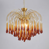 Elegant Crystal Glass Gasolier Chandelier in Brass Finish for Dining Room Lighting