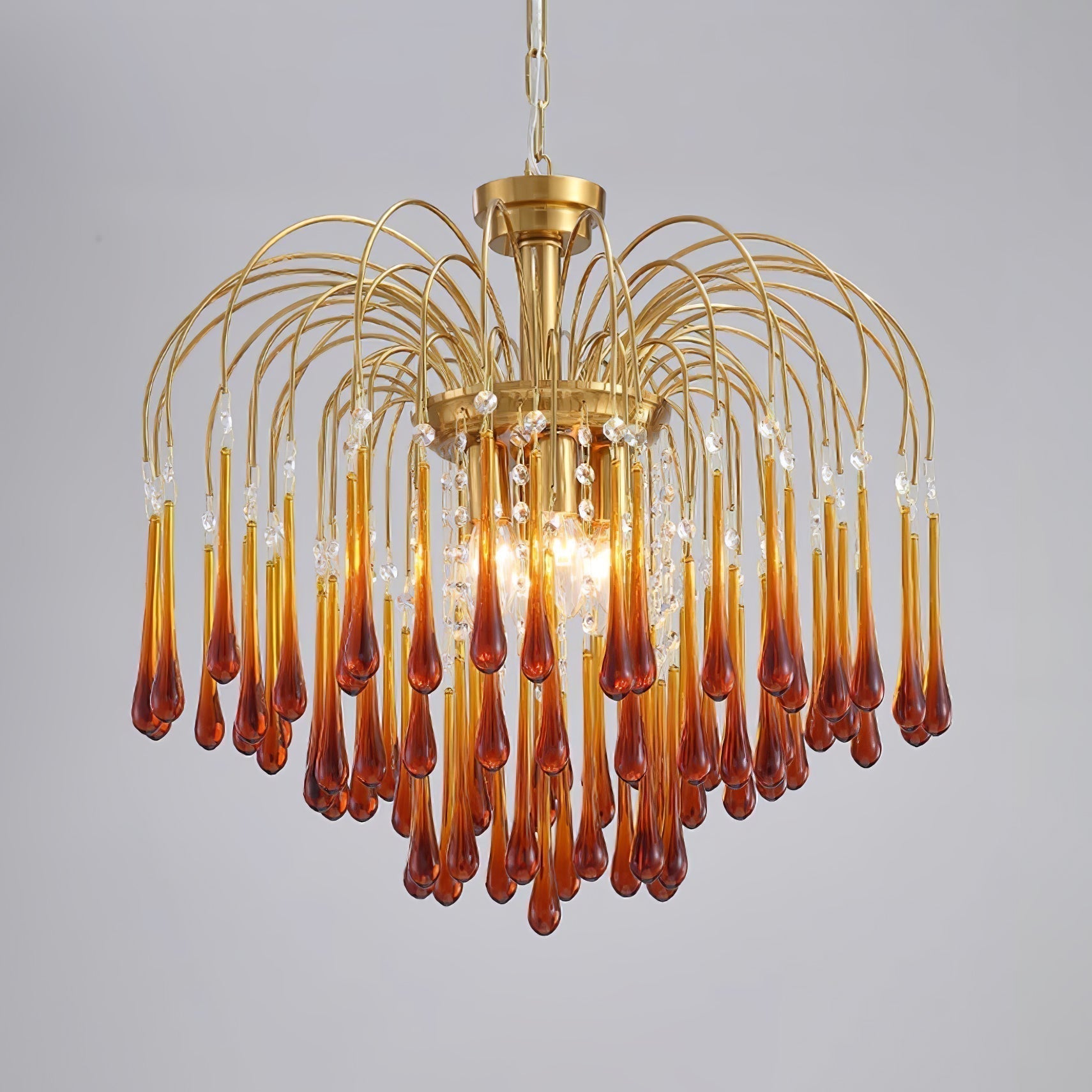 Elegant Crystal Glass Gasolier Chandelier in Brass Finish for Dining Room Lighting