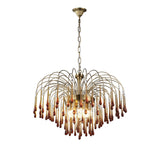 Elegant Crystal Glass Gasolier Chandelier in Brass Finish for Dining Room Lighting