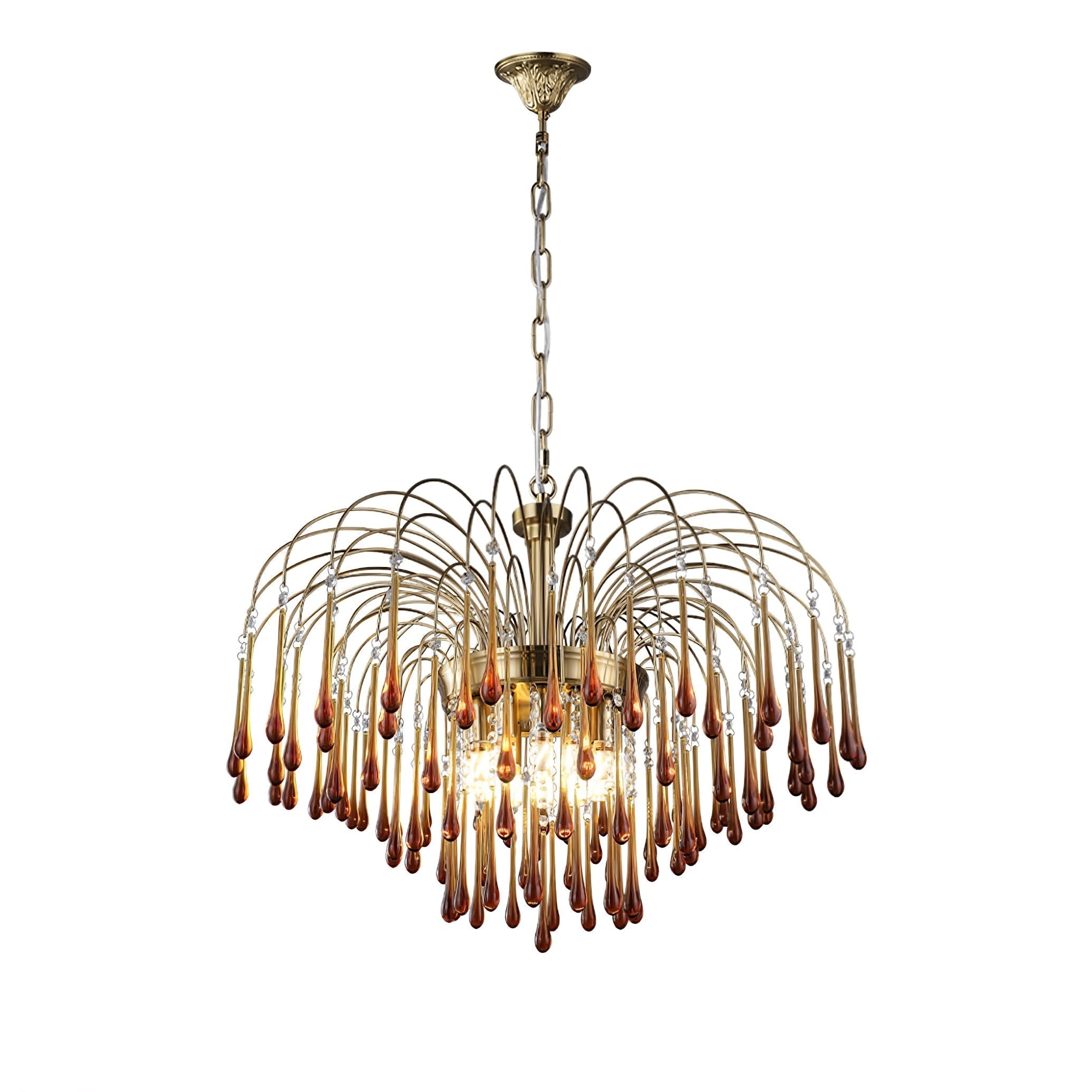 Elegant Crystal Glass Gasolier Chandelier in Brass Finish for Dining Room Lighting