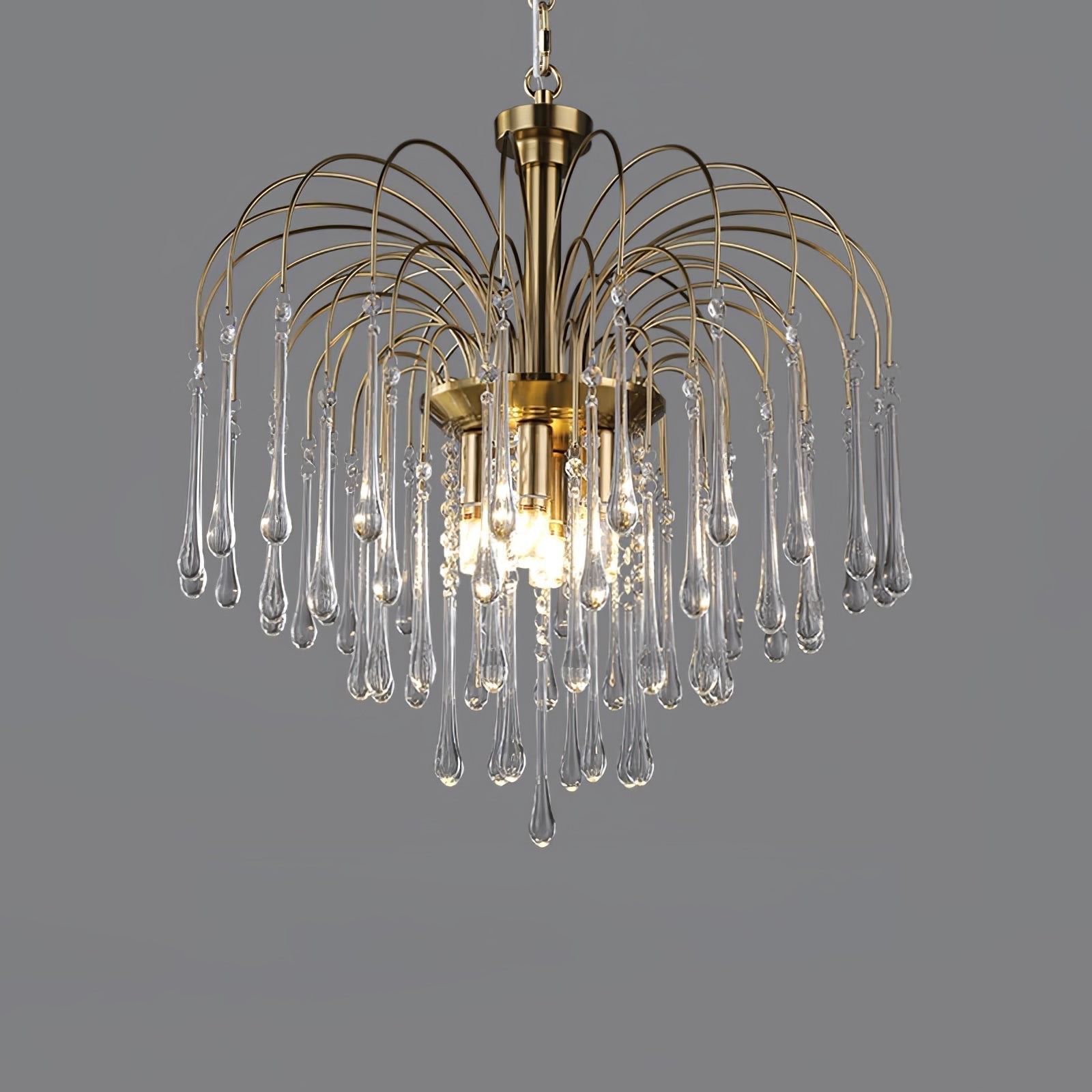 Elegant Crystal Glass Gasolier Chandelier in Brass Finish for Dining Room Lighting