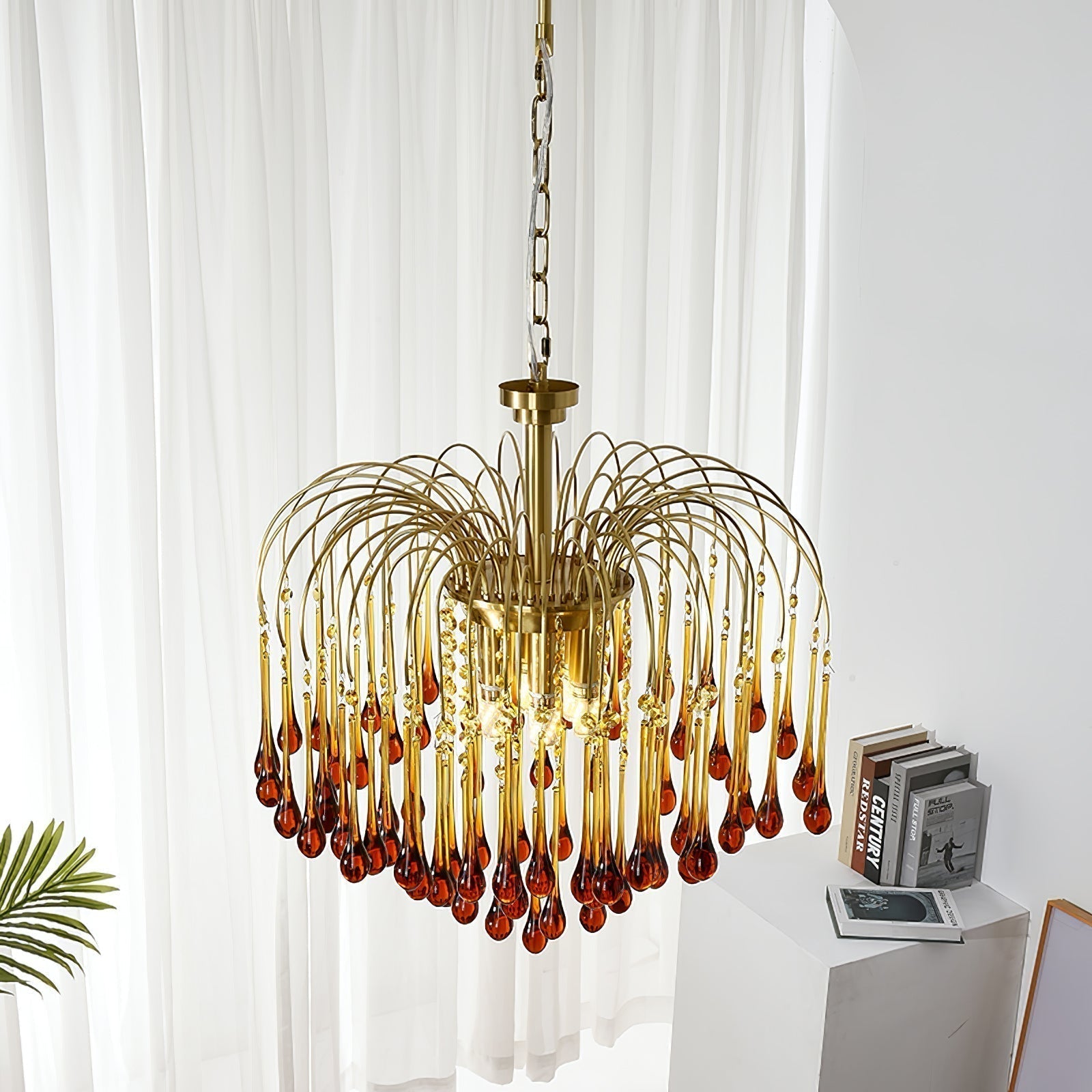 Elegant Crystal Glass Gasolier Chandelier in Brass Finish for Dining Room Lighting