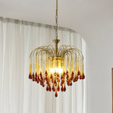 Elegant Crystal Glass Gasolier Chandelier in Brass Finish for Dining Room Lighting