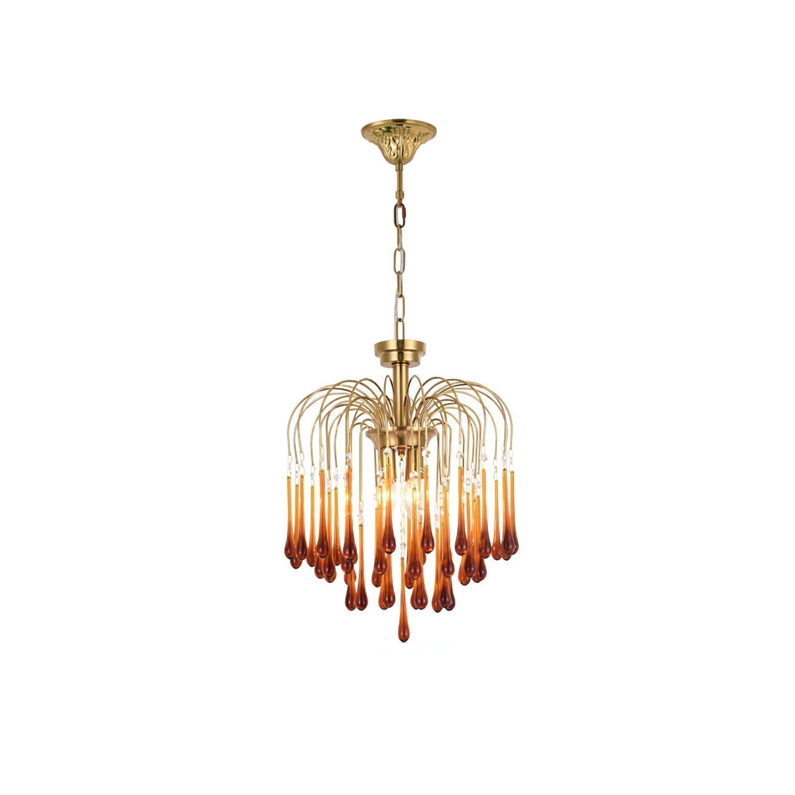 Elegant Crystal Glass Gasolier Chandelier in Brass Finish for Dining Room Lighting