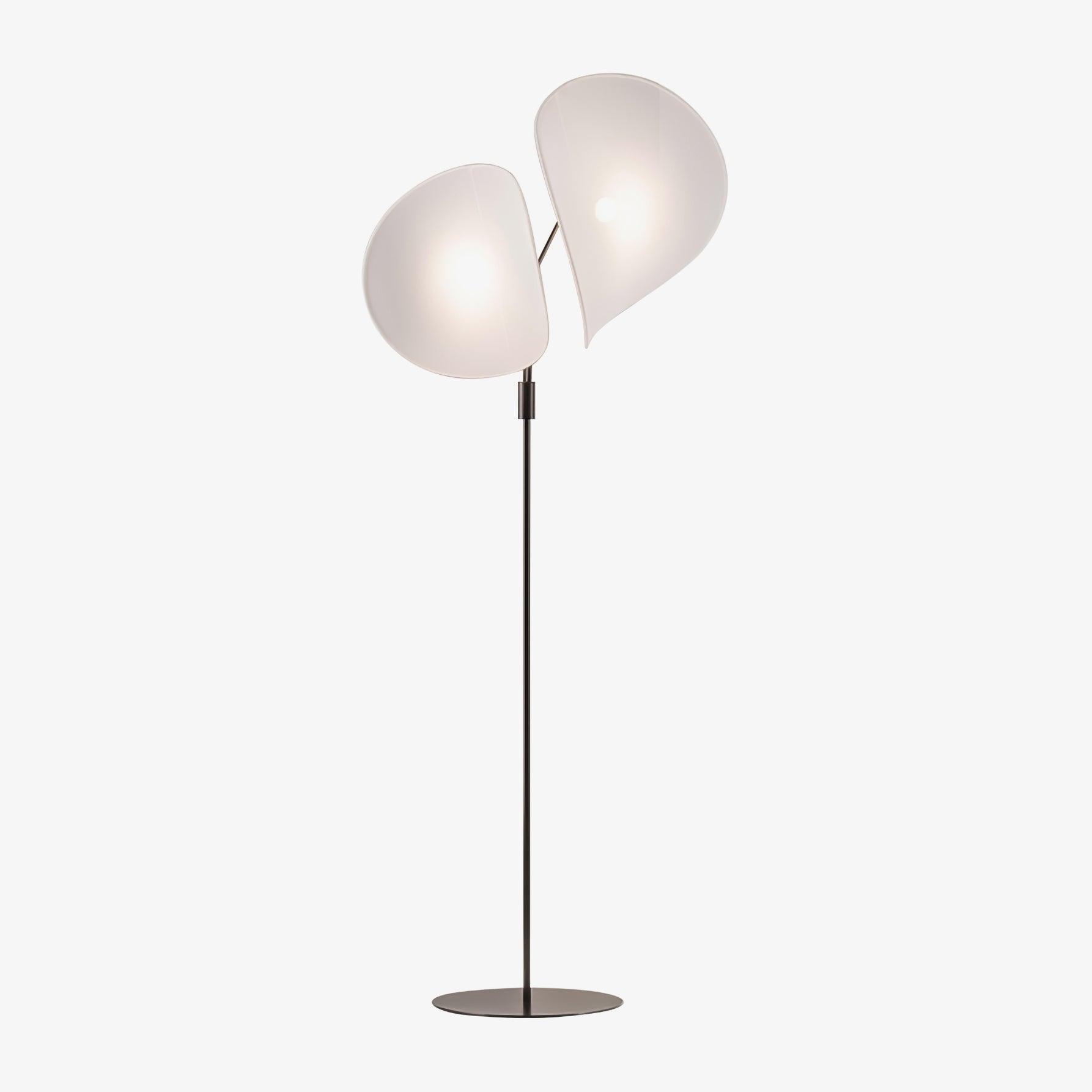 Manta Contemporary Free Standing Floor Lamp with Dual Fabric Shades and Swivel Joints