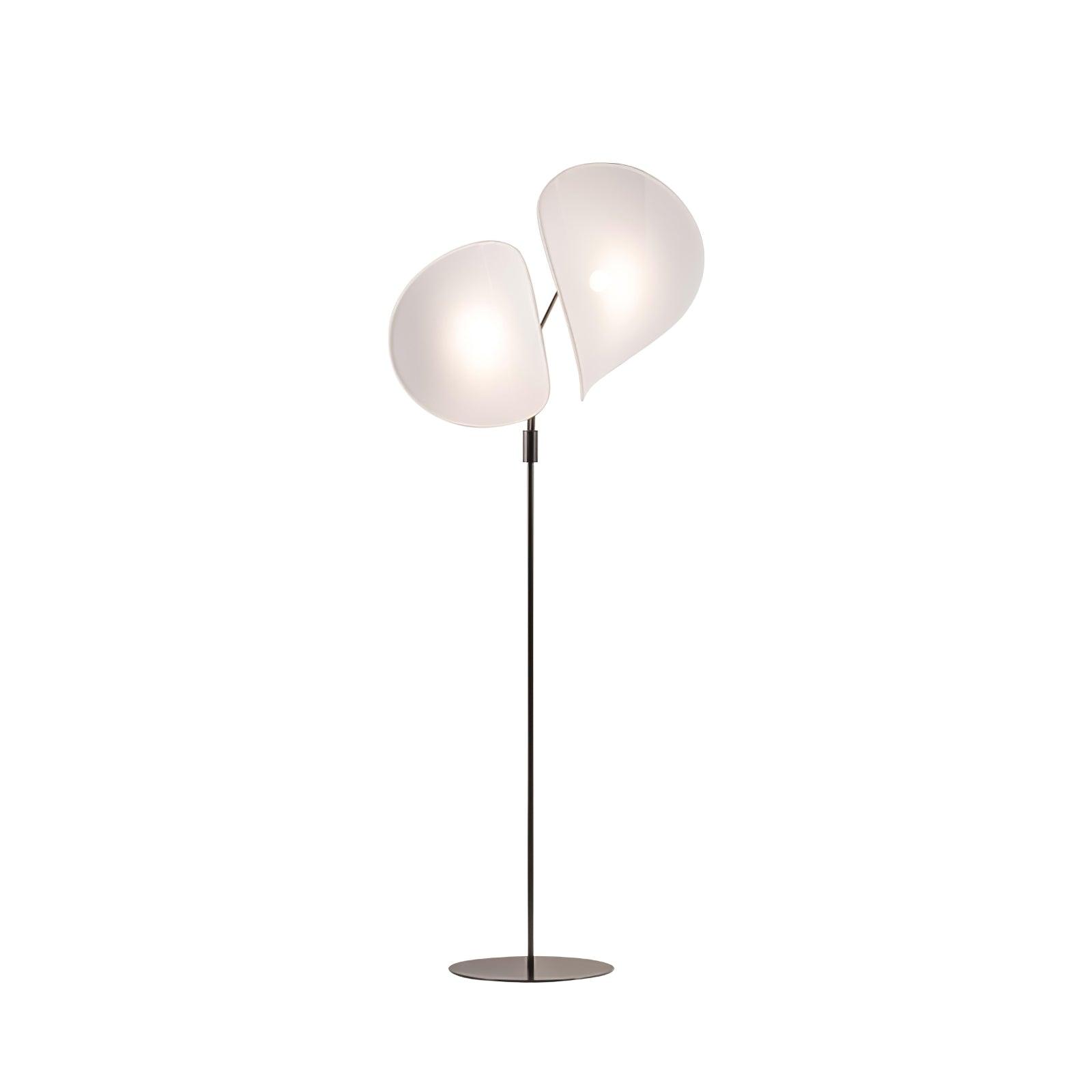 Manta Contemporary Free Standing Floor Lamp with Dual Fabric Shades and Swivel Joints