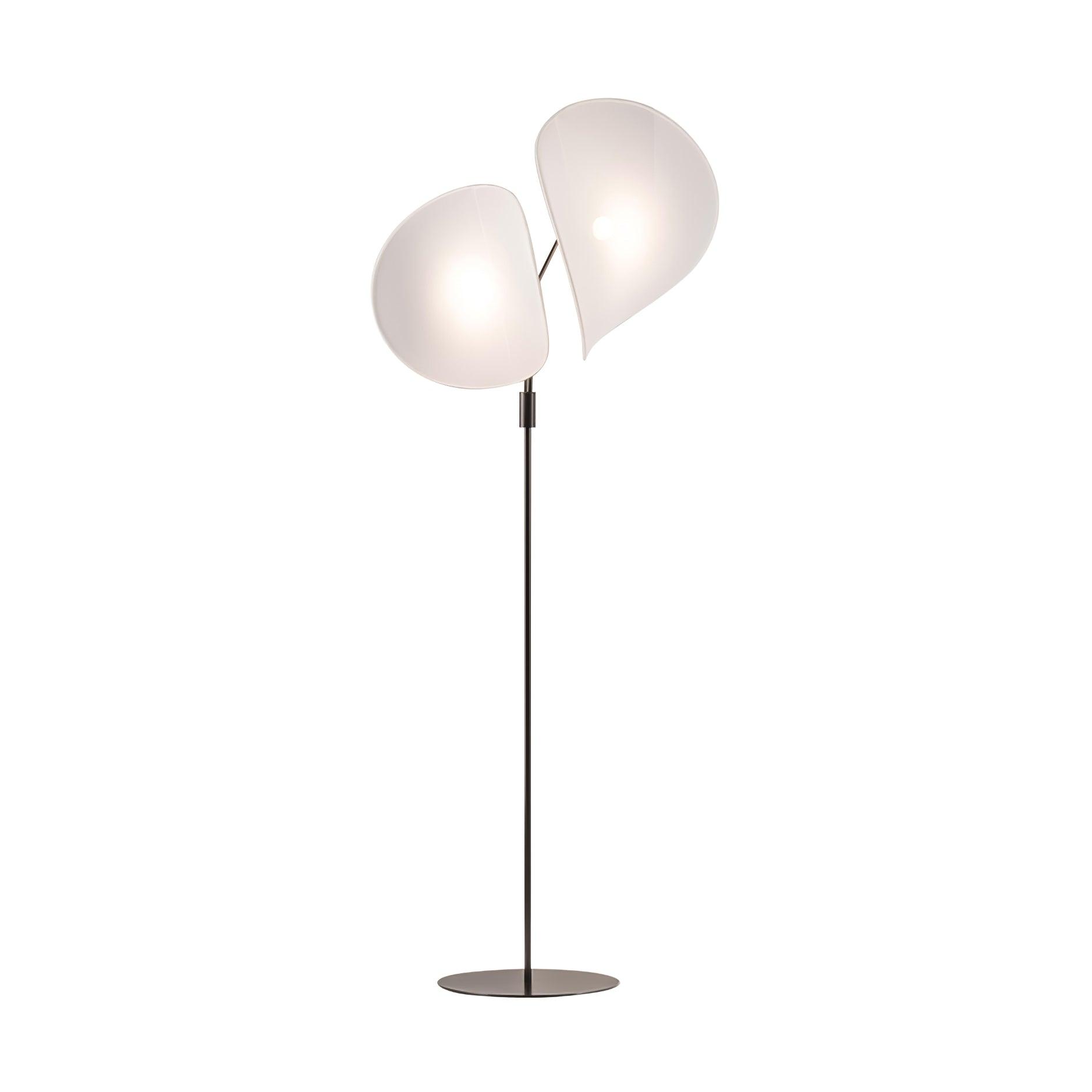 Manta Contemporary Free Standing Floor Lamp with Dual Fabric Shades and Swivel Joints