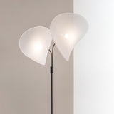 Manta Contemporary Free Standing Floor Lamp with Dual Fabric Shades and Swivel Joints