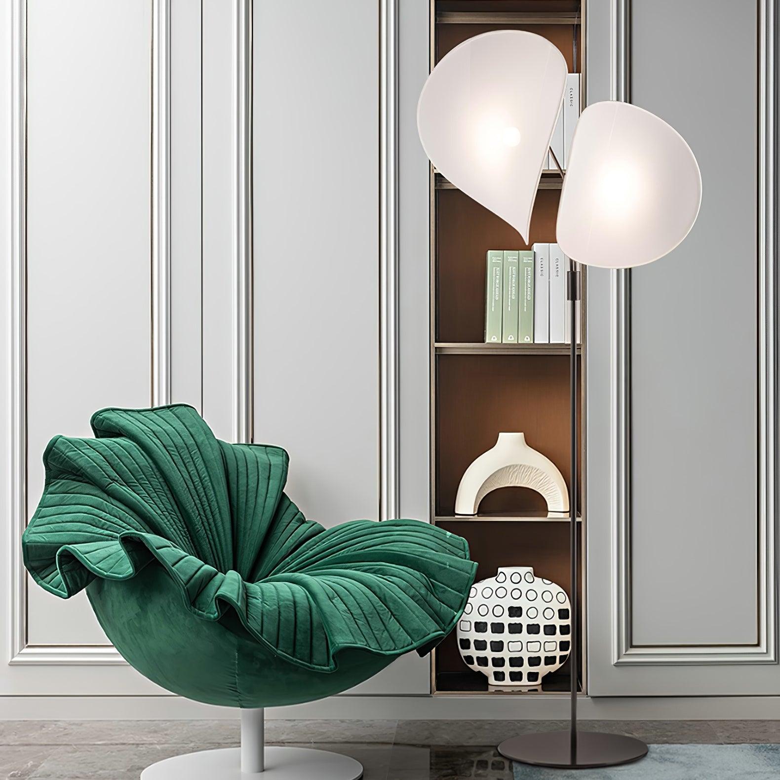 Manta Contemporary Free Standing Floor Lamp with Dual Fabric Shades and Swivel Joints