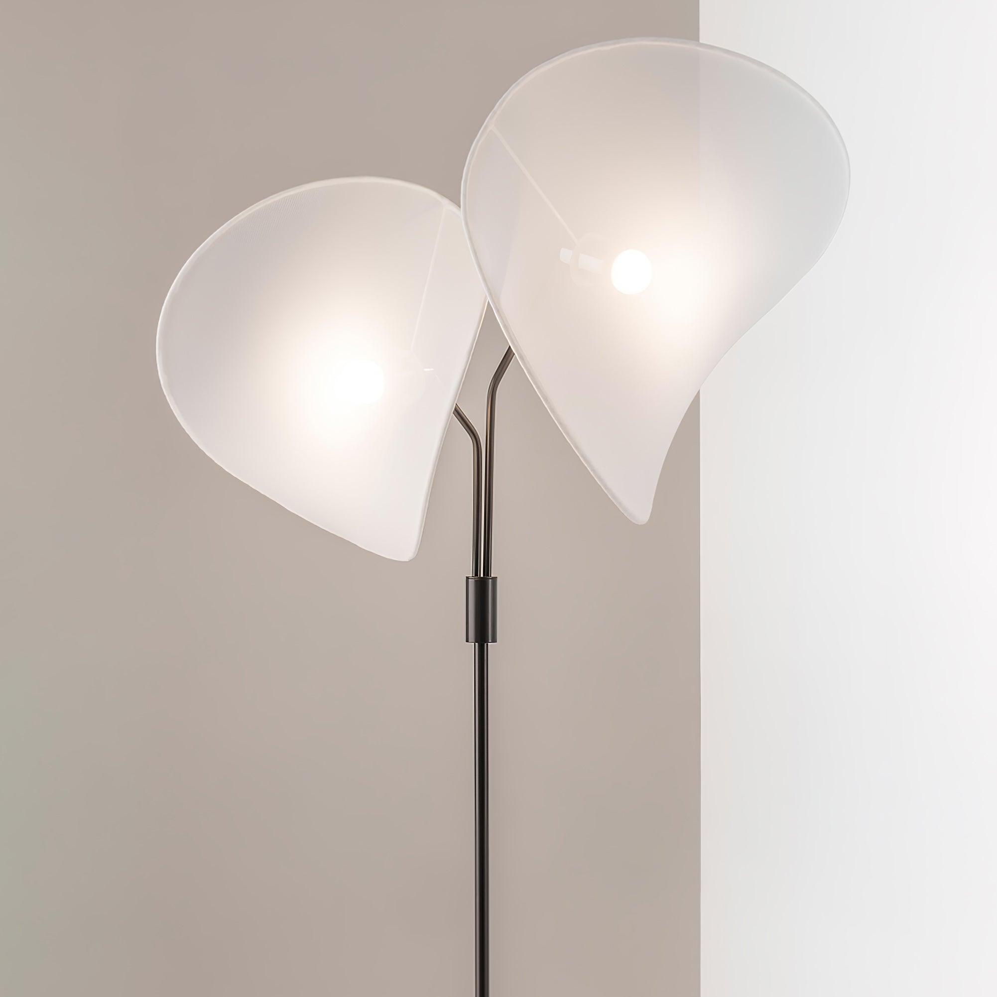Manta Contemporary Free Standing Floor Lamp with Dual Fabric Shades and Swivel Joints